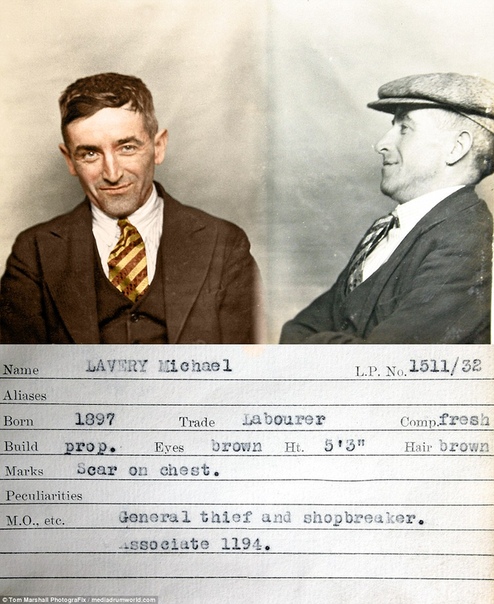 Цветные снимки преступников 1930-х (описание под фото)